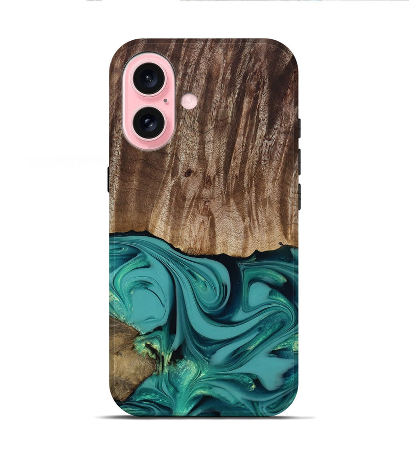 iPhone 16 Wood Live Edge Phone Case - Braxton (Green, 817837)