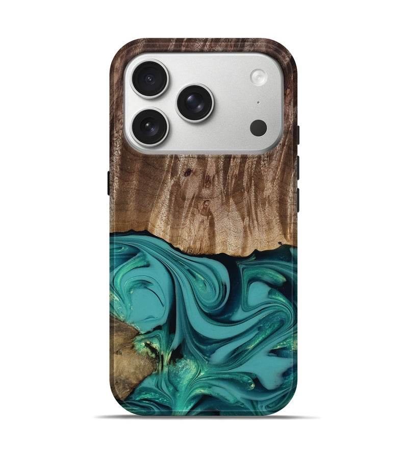 iPhone 17 Pro Wood Live Edge Phone Case - Braxton (Green, 817837)