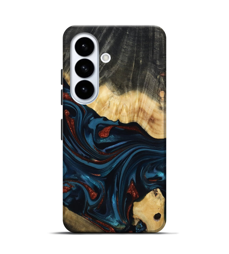 Galaxy S26 Wood Live Edge Phone Case - Nina (Teal & Gold, 817839)