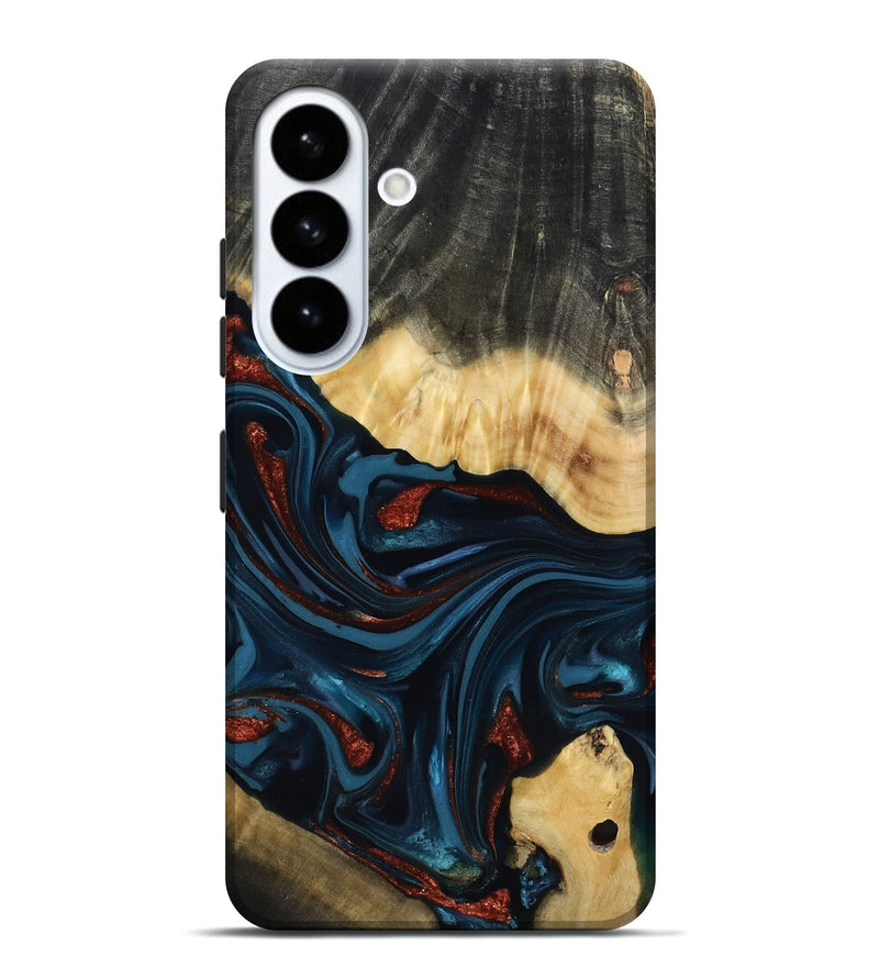 Galaxy S26 Plus Wood Live Edge Phone Case - Nina (Teal & Gold, 817839)