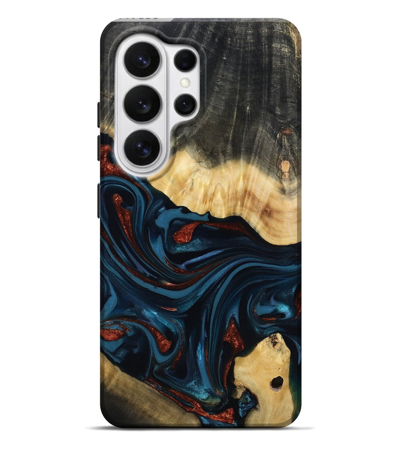 Galaxy S26 Ultra Wood Live Edge Phone Case - Nina (Teal & Gold, 817839)