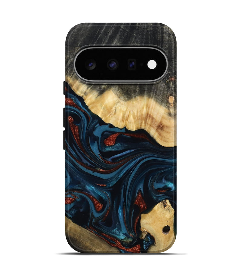 Pixel 11 Pro Wood Live Edge Phone Case - Nina (Teal & Gold, 817839)
