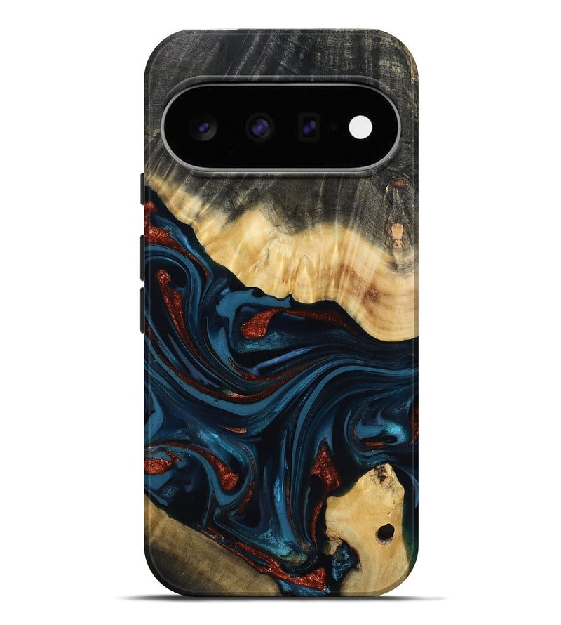 Pixel 11 Pro XL Wood Live Edge Phone Case - Nina (Teal & Gold, 817839)
