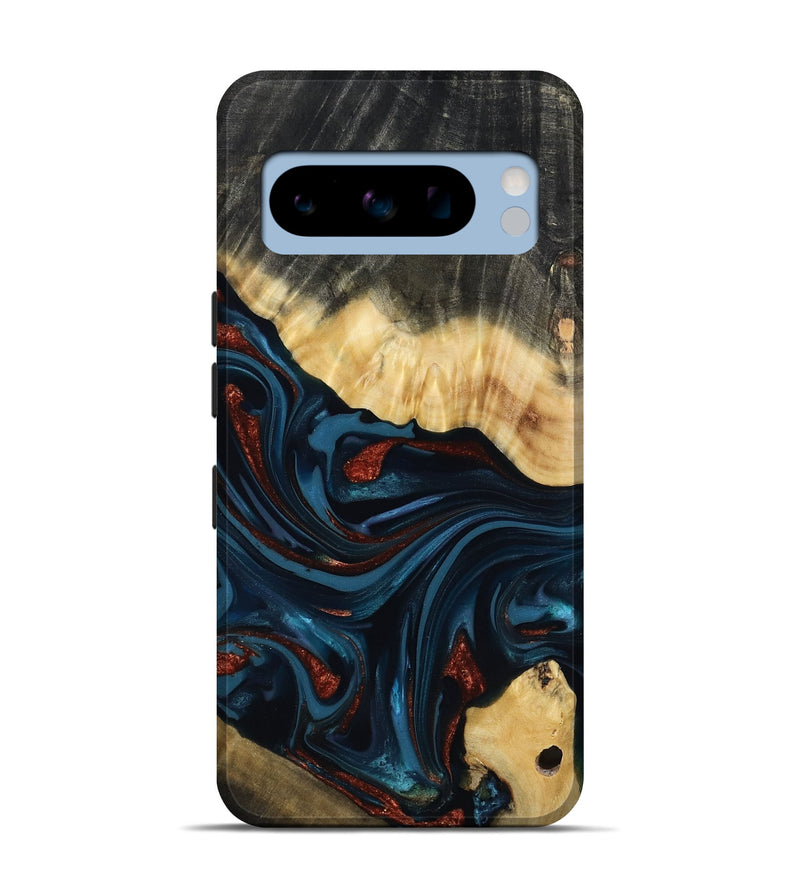 Pixel 8 Pro Wood Live Edge Phone Case - Nina (Teal & Gold, 817839)