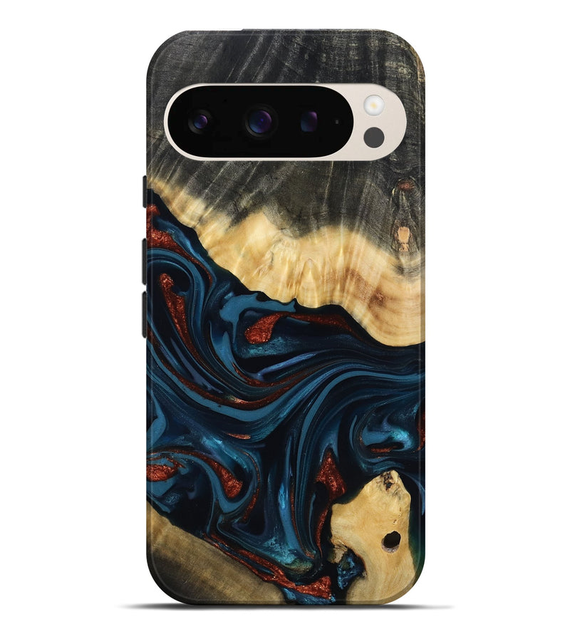 Pixel 9 Pro XL Wood Live Edge Phone Case - Nina (Teal & Gold, 817839)