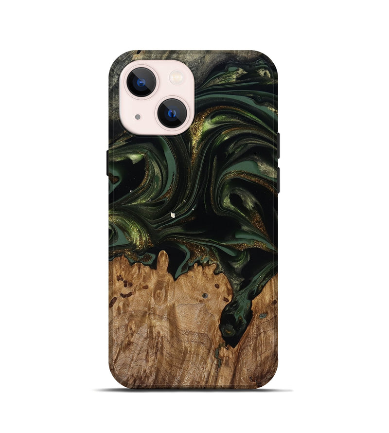 iPhone 13 mini Wood Live Edge Phone Case - Shreya (Green, 817841)