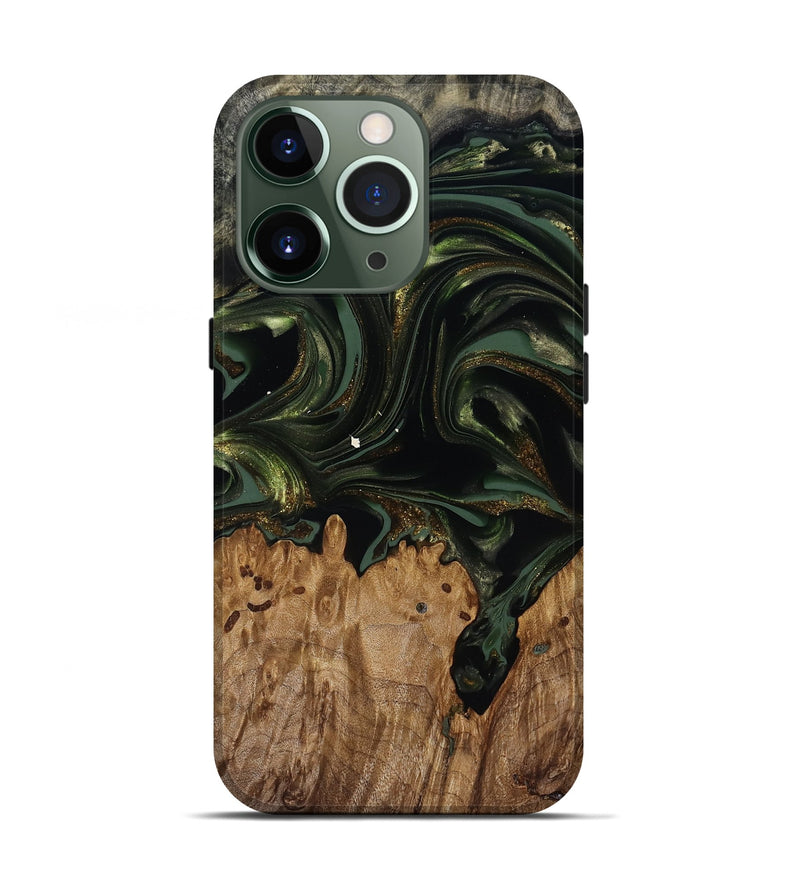 iPhone 13 Pro Wood Live Edge Phone Case - Shreya (Green, 817841)