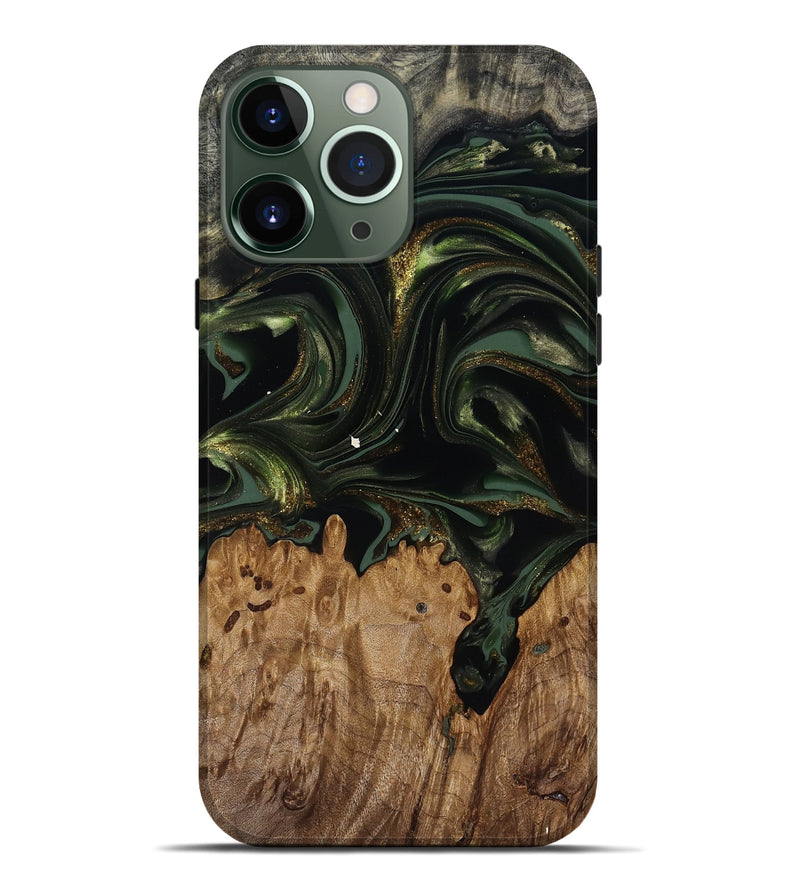 iPhone 13 Pro Max Wood Live Edge Phone Case - Shreya (Green, 817841)
