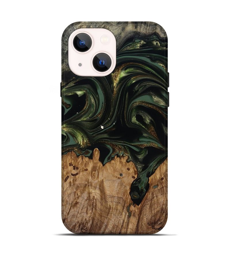 iPhone 14 Wood Live Edge Phone Case - Shreya (Green, 817841)