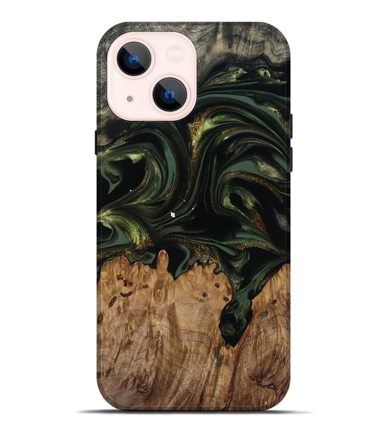 iPhone 14 Plus Wood Live Edge Phone Case - Shreya (Green, 817841)