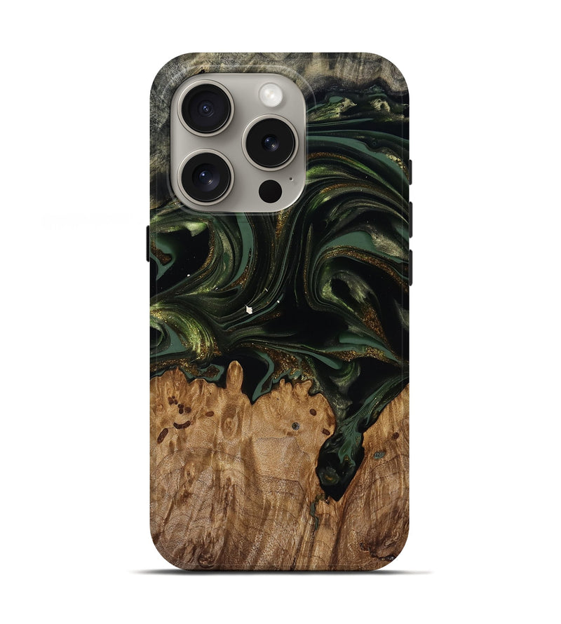 iPhone 16 Pro Wood Live Edge Phone Case - Shreya (Green, 817841)