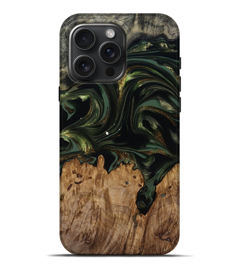 iPhone 16 Pro Max Wood Live Edge Phone Case - Shreya (Green, 817841)