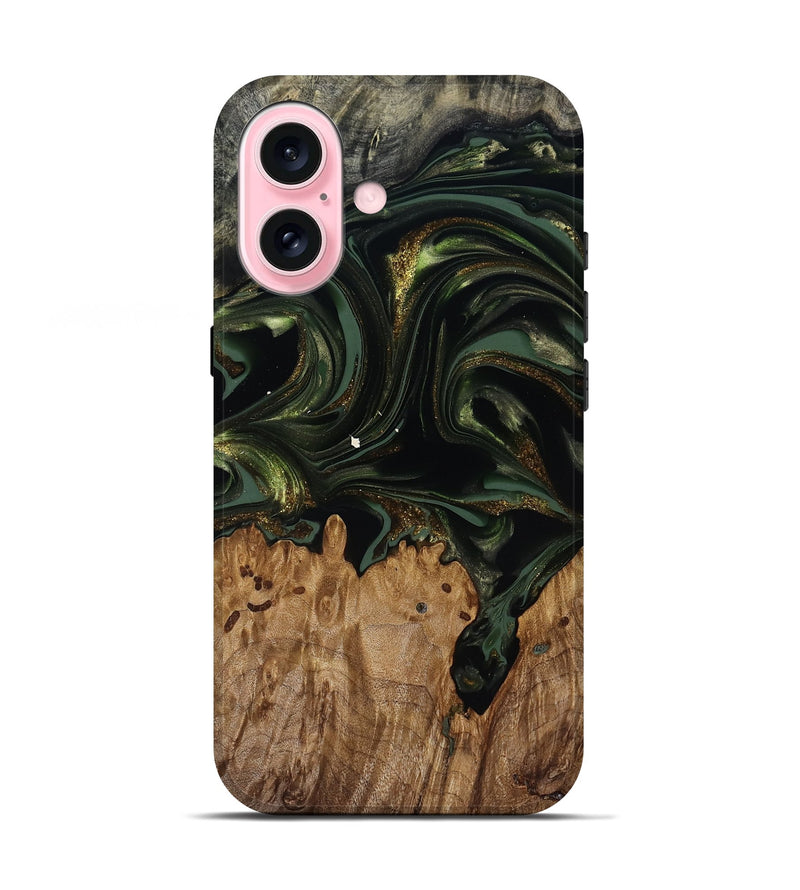iPhone 17 Wood Live Edge Phone Case - Shreya (Green, 817841)