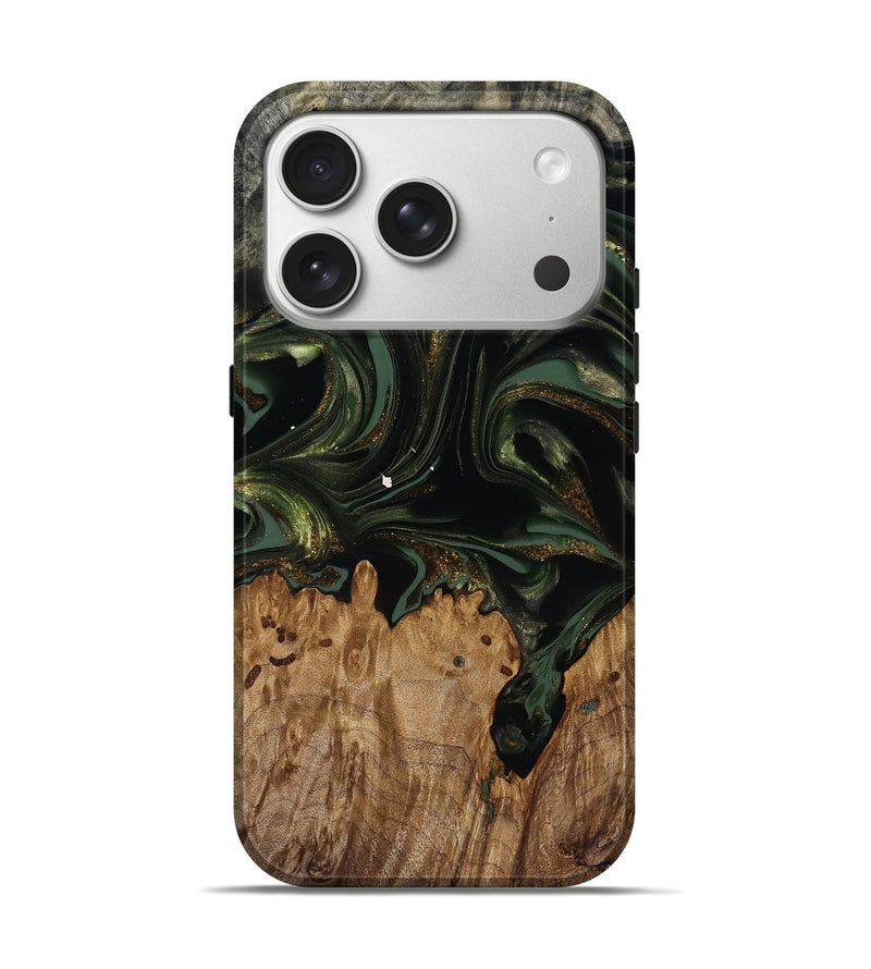 iPhone 17 Pro Wood Live Edge Phone Case - Shreya (Green, 817841)