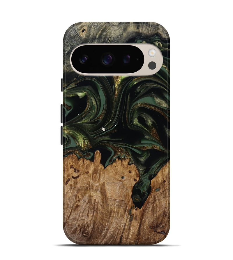 Pixel 9 Pro Wood Live Edge Phone Case - Shreya (Green, 817841)