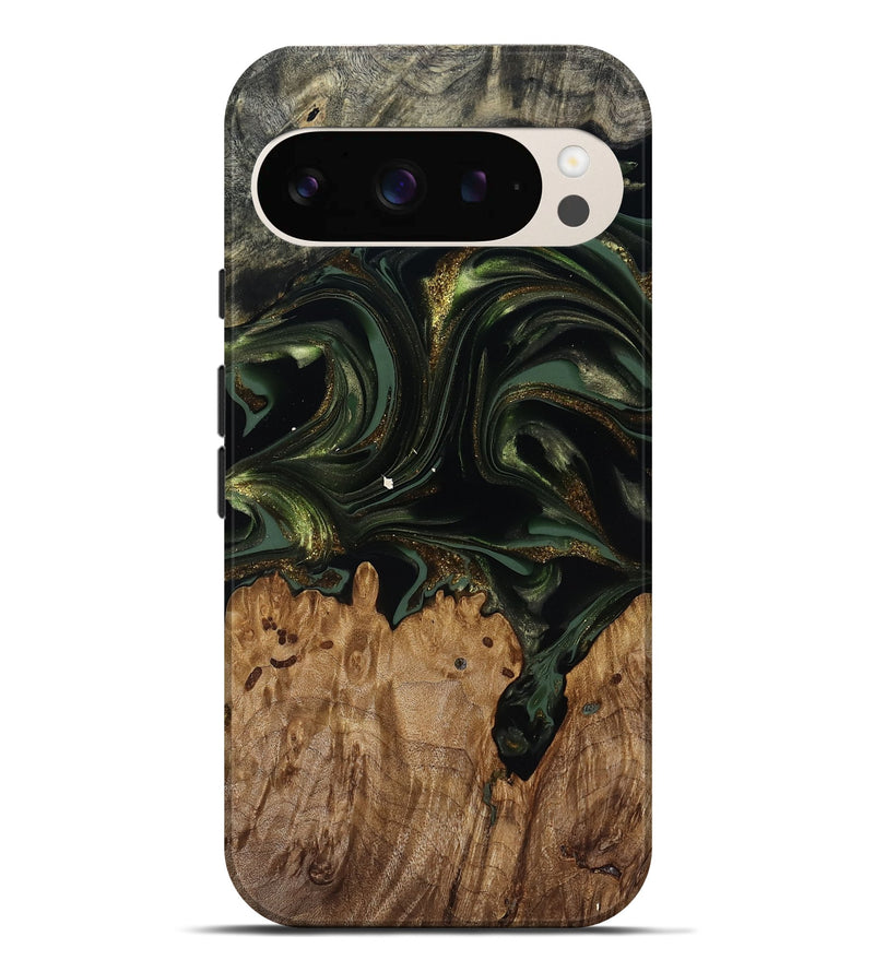 Pixel 9 Pro XL Wood Live Edge Phone Case - Shreya (Green, 817841)