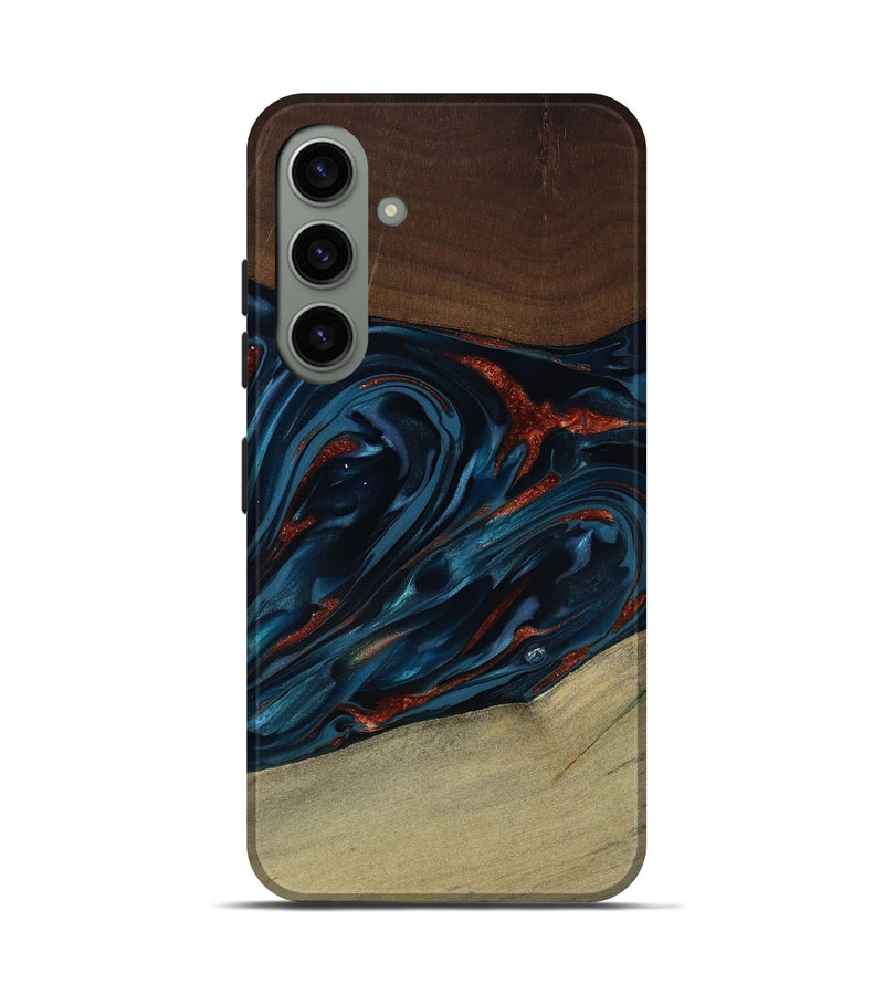 Galaxy S24 Wood Live Edge Phone Case - Abel (Teal & Gold, 817842)