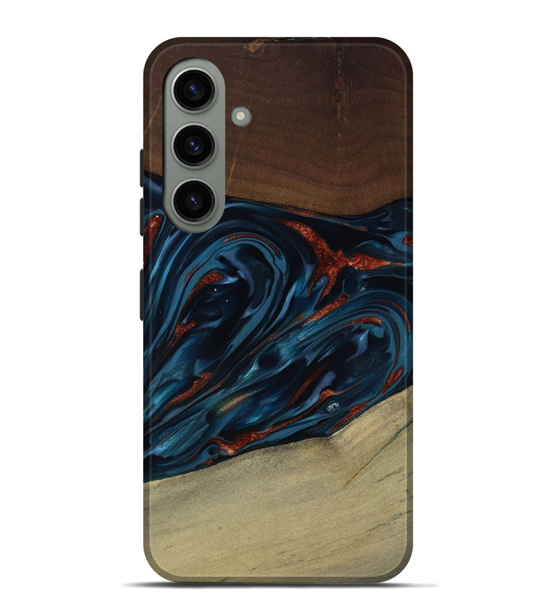 Galaxy S24 Plus Wood Live Edge Phone Case - Abel (Teal & Gold, 817842)
