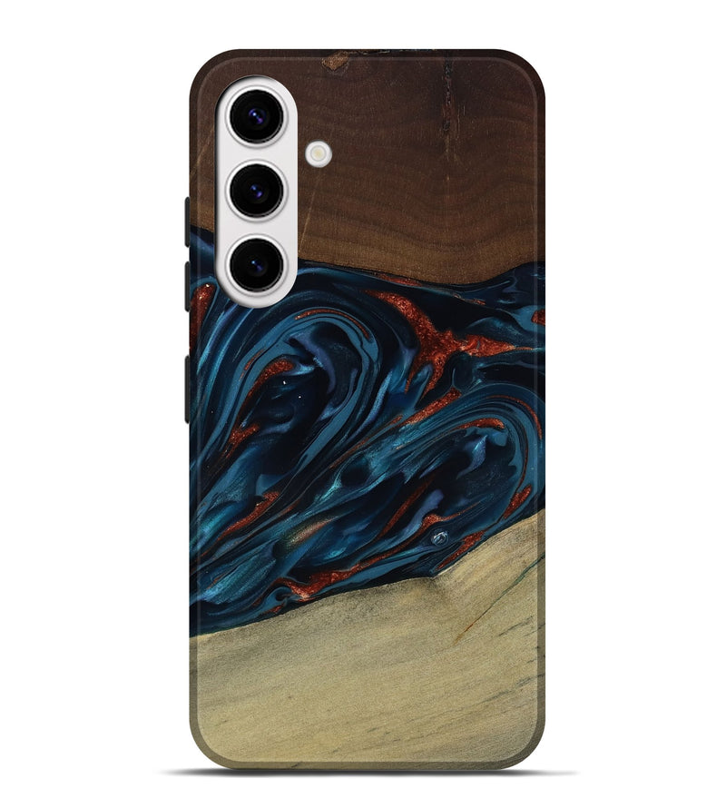 Galaxy S25 Plus Wood Live Edge Phone Case - Abel (Teal & Gold, 817842)
