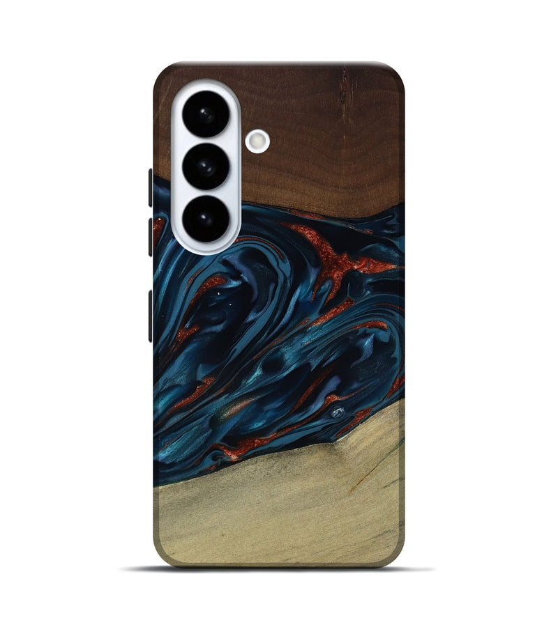 Galaxy S26 Wood Live Edge Phone Case - Abel (Teal & Gold, 817842)