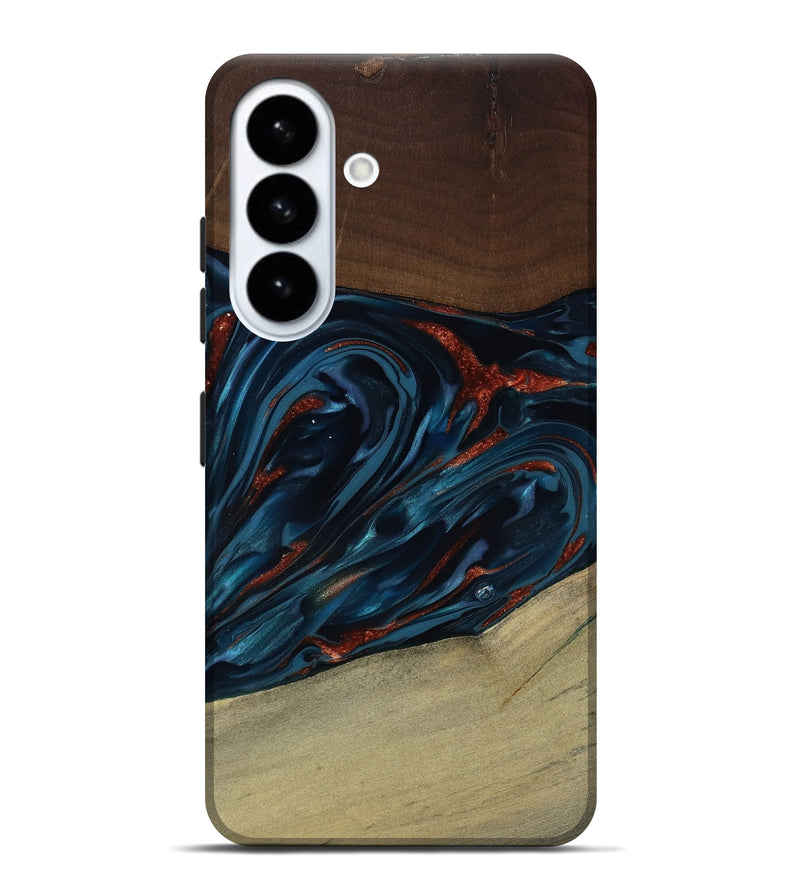 Galaxy S26 Plus Wood Live Edge Phone Case - Abel (Teal & Gold, 817842)