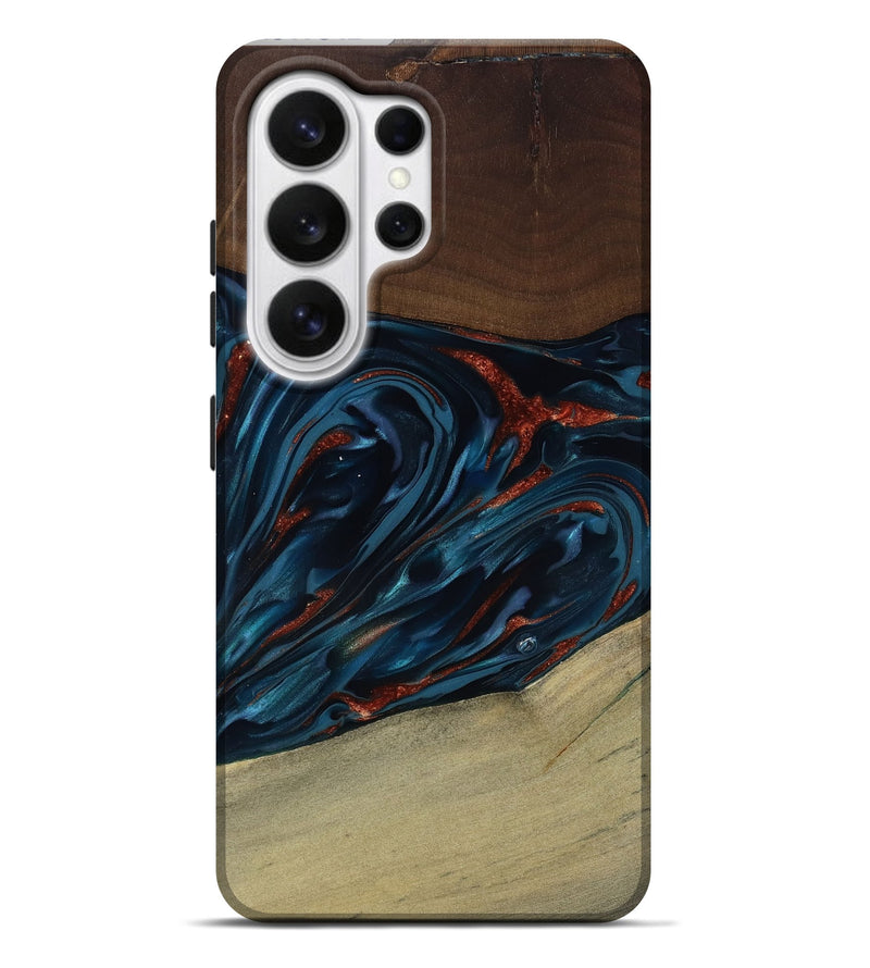 Galaxy S26 Ultra Wood Live Edge Phone Case - Abel (Teal & Gold, 817842)