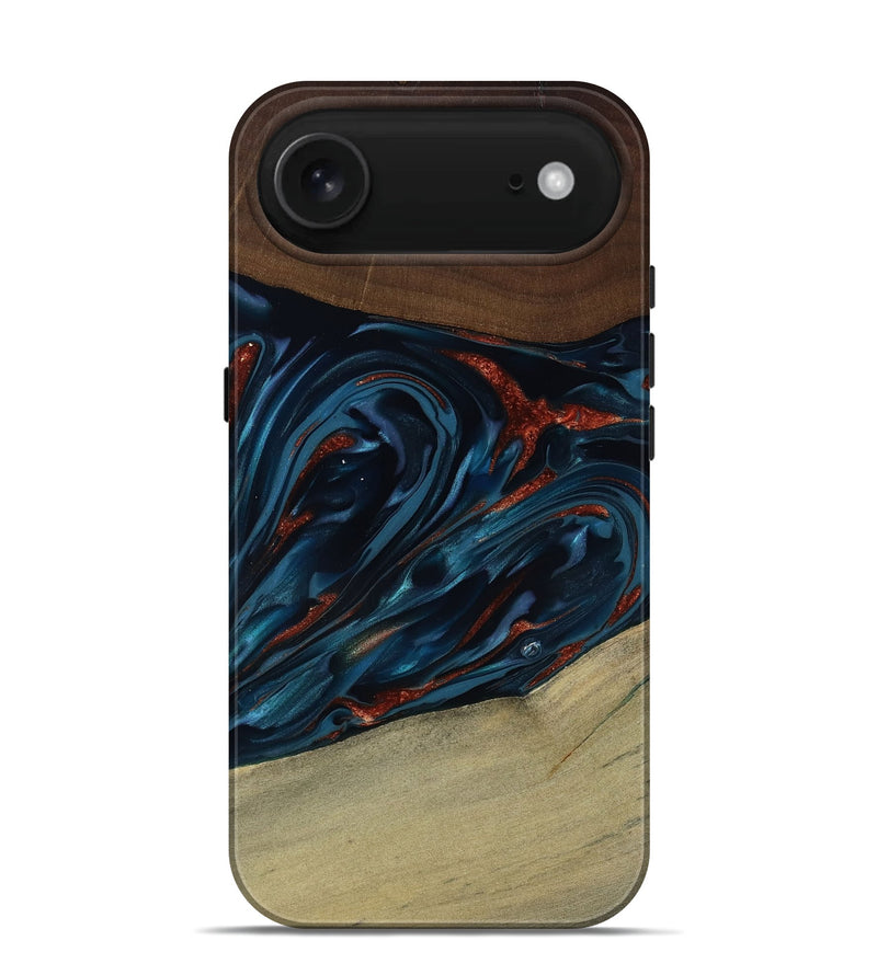 iPhone 17 Air Wood Live Edge Phone Case - Abel (Teal & Gold, 817842)