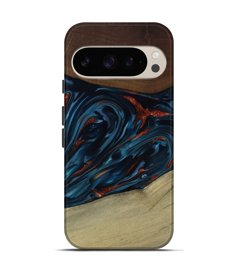 Pixel 10 Wood Live Edge Phone Case - Abel (Teal & Gold, 817842)