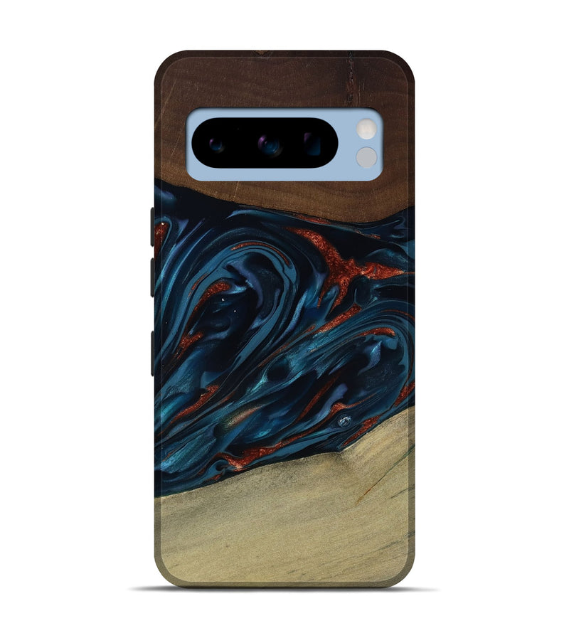 Pixel 8 Pro Wood Live Edge Phone Case - Abel (Teal & Gold, 817842)