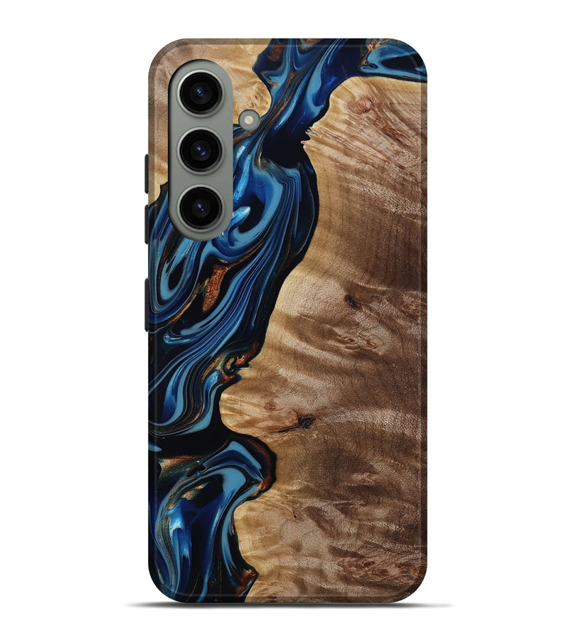 Galaxy S24 Plus Wood Live Edge Phone Case - Estelle (Teal & Gold, 817843)