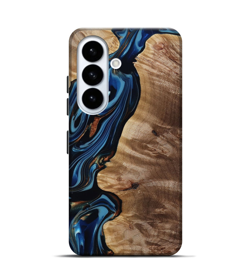 Galaxy S26 Wood Live Edge Phone Case - Estelle (Teal & Gold, 817843)