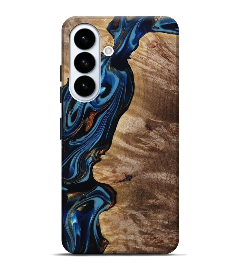 Galaxy S26 Plus Wood Live Edge Phone Case - Estelle (Teal & Gold, 817843)