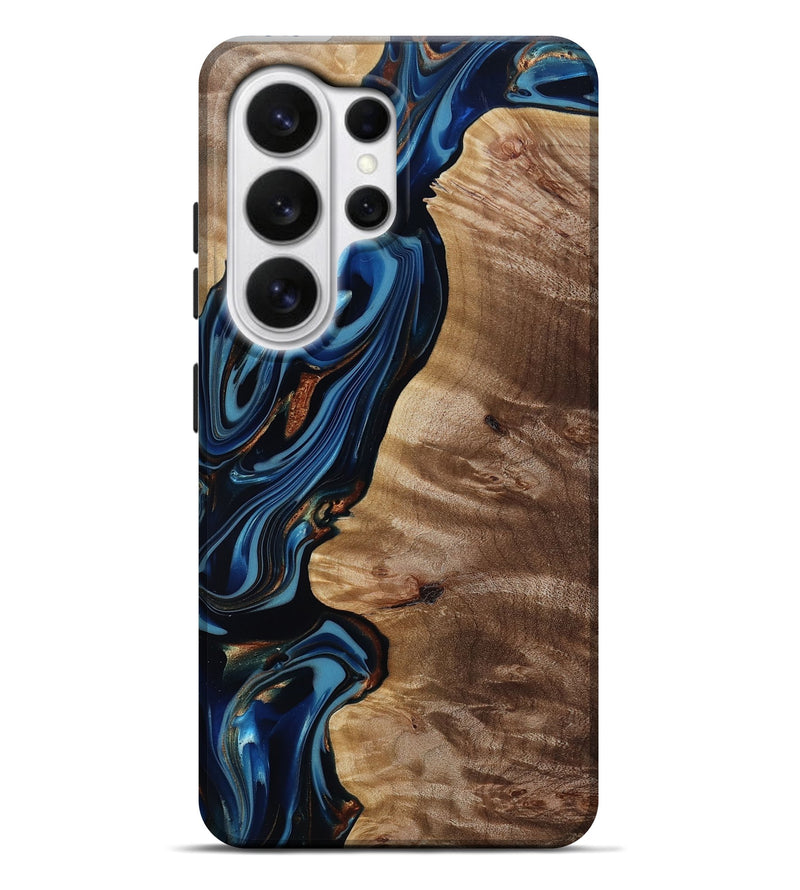 Galaxy S26 Ultra Wood Live Edge Phone Case - Estelle (Teal & Gold, 817843)