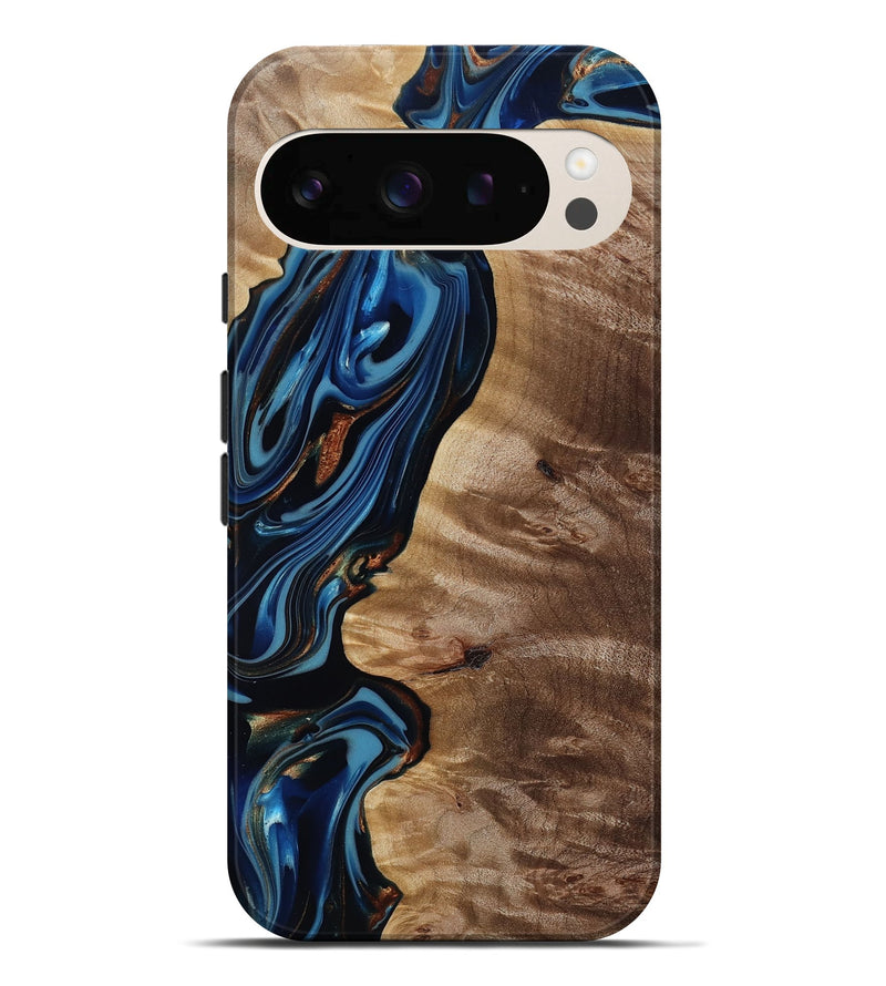 Pixel 10 Pro XL Wood Live Edge Phone Case - Estelle (Teal & Gold, 817843)