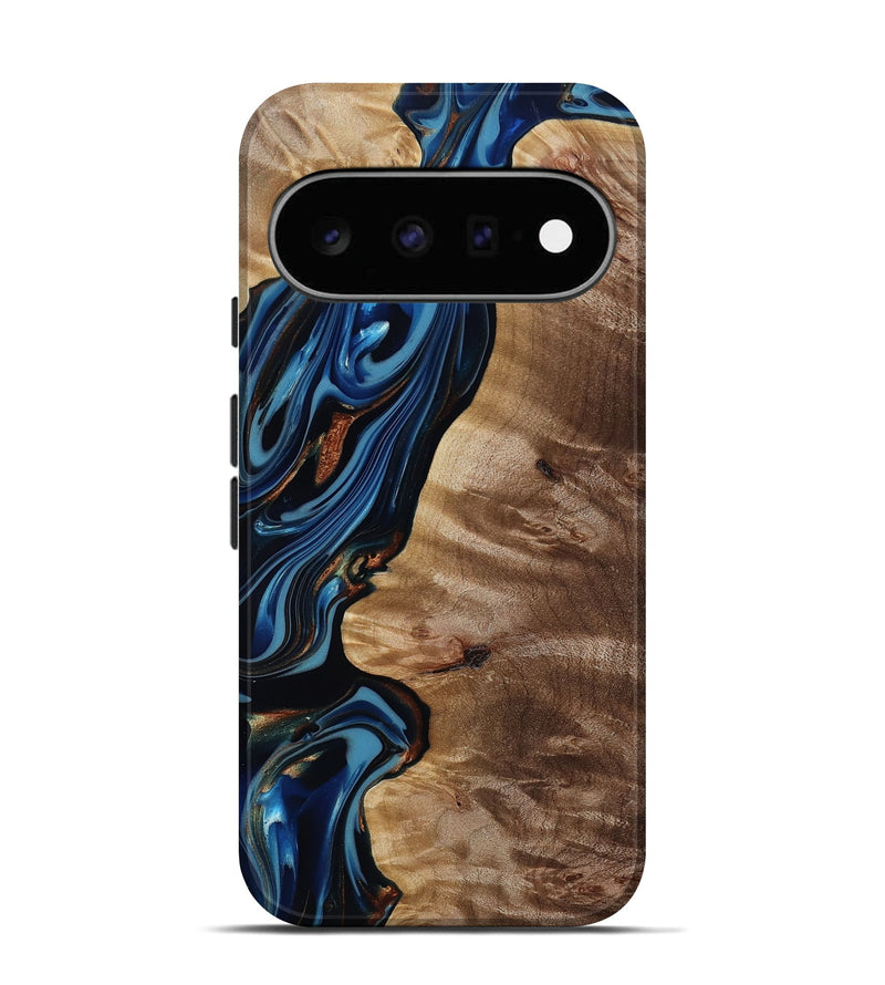 Pixel 11 Wood Live Edge Phone Case - Estelle (Teal & Gold, 817843)