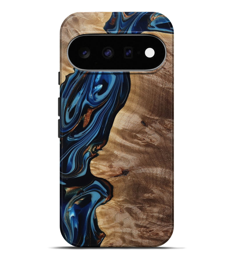 Pixel 11 Pro XL Wood Live Edge Phone Case - Estelle (Teal & Gold, 817843)