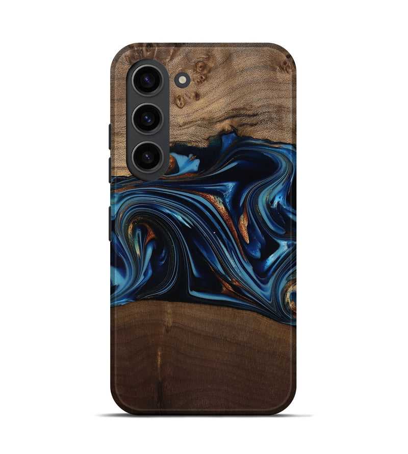 Galaxy S23 Wood Live Edge Phone Case - Colin (Teal & Gold, 817846)