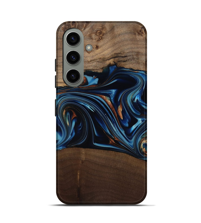 Galaxy S24 Wood Live Edge Phone Case - Colin (Teal & Gold, 817846)