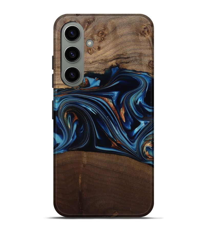 Galaxy S24 Plus Wood Live Edge Phone Case - Colin (Teal & Gold, 817846)