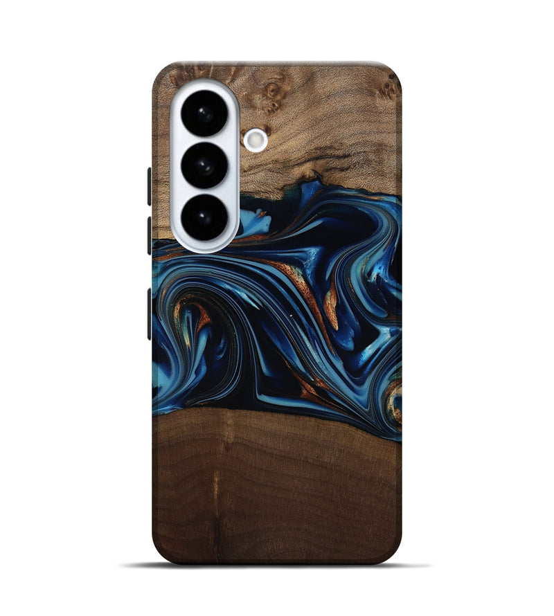 Galaxy S26 Wood Live Edge Phone Case - Colin (Teal & Gold, 817846)