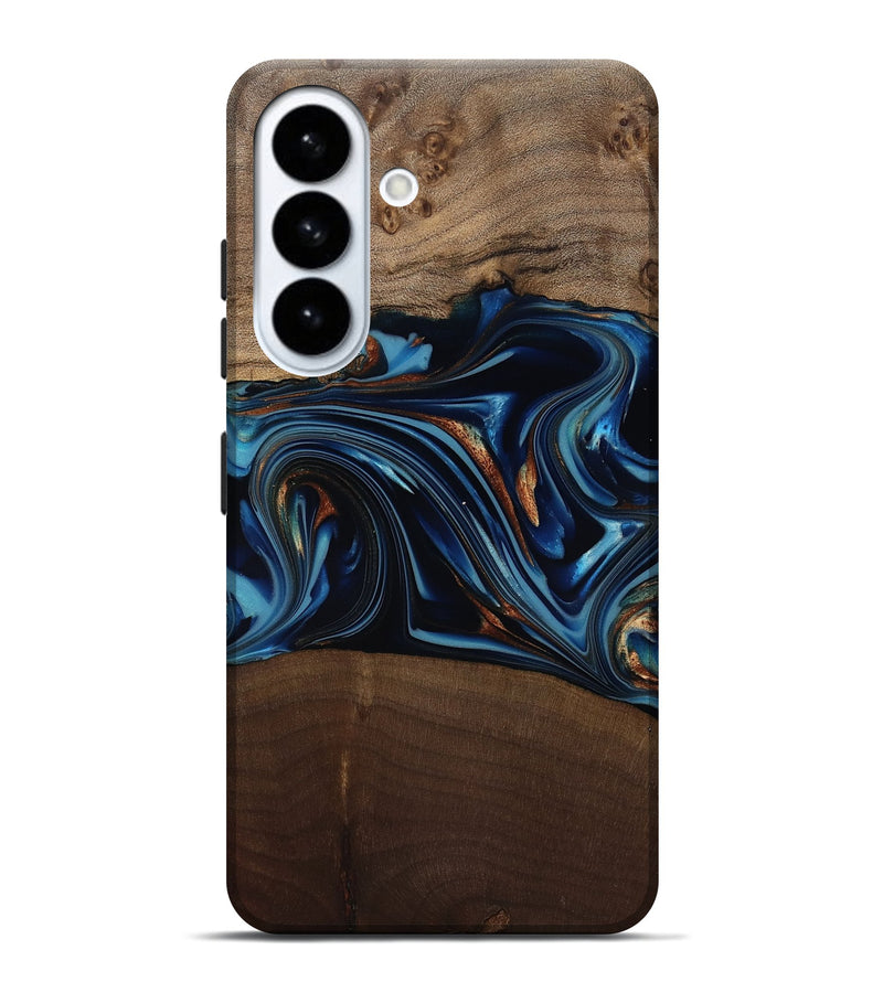 Galaxy S26 Plus Wood Live Edge Phone Case - Colin (Teal & Gold, 817846)
