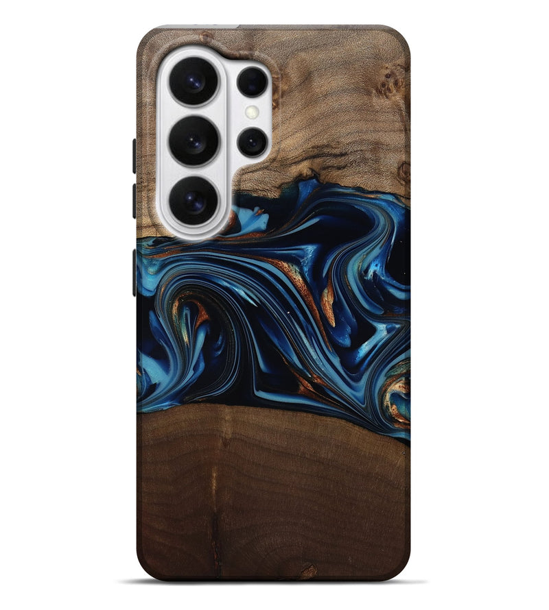 Galaxy S26 Ultra Wood Live Edge Phone Case - Colin (Teal & Gold, 817846)