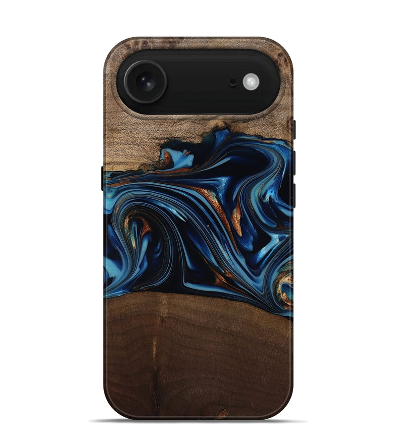 iPhone 17 Air Wood Live Edge Phone Case - Colin (Teal & Gold, 817846)