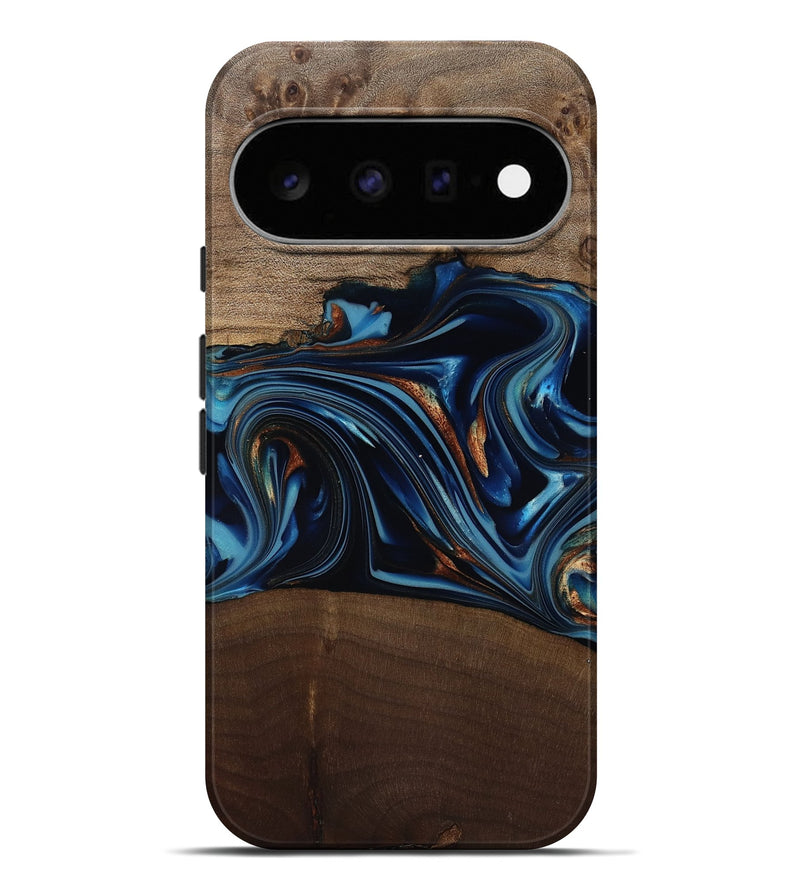 Pixel 11 Pro XL Wood Live Edge Phone Case - Colin (Teal & Gold, 817846)