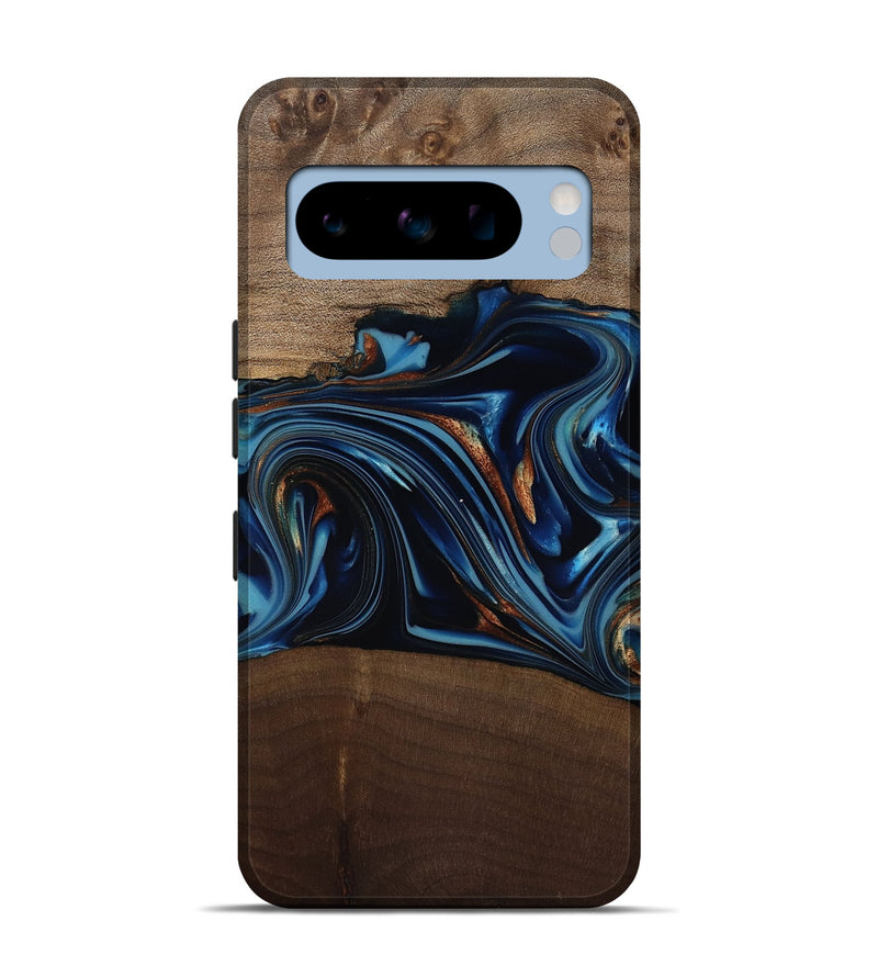 Pixel 8 Pro Wood Live Edge Phone Case - Colin (Teal & Gold, 817846)