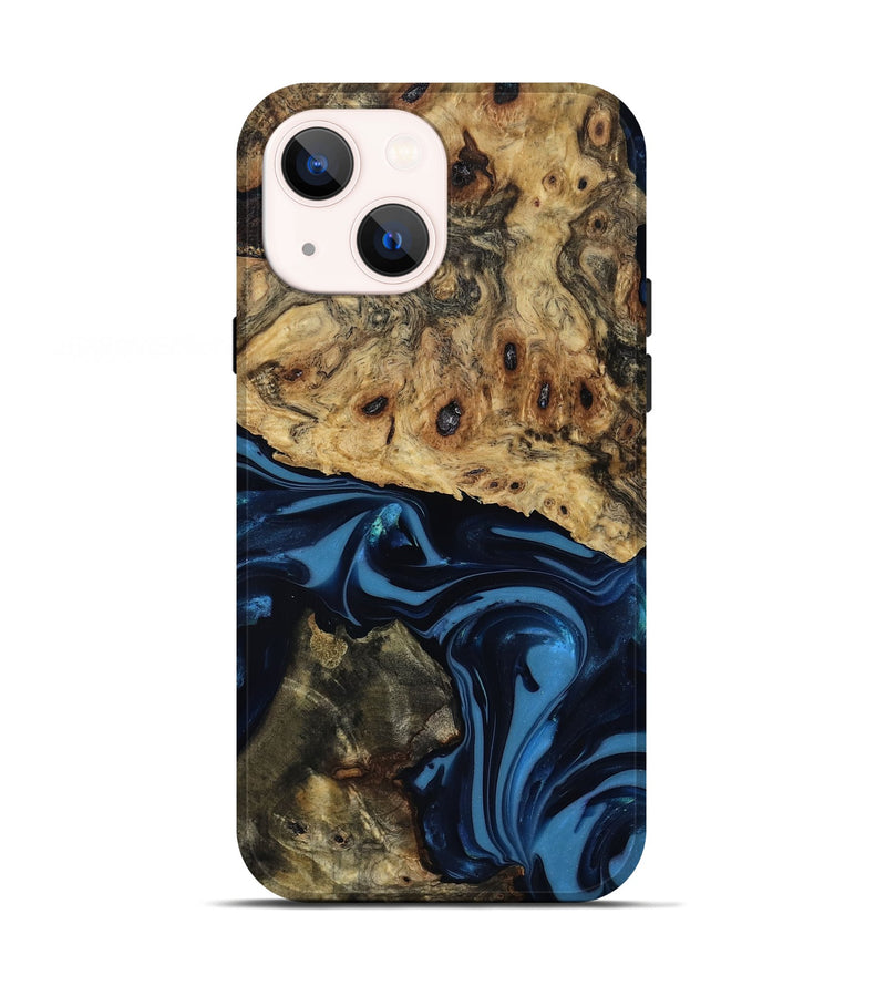 iPhone 13 Wood Live Edge Phone Case - Shonda (Blue, 817853)