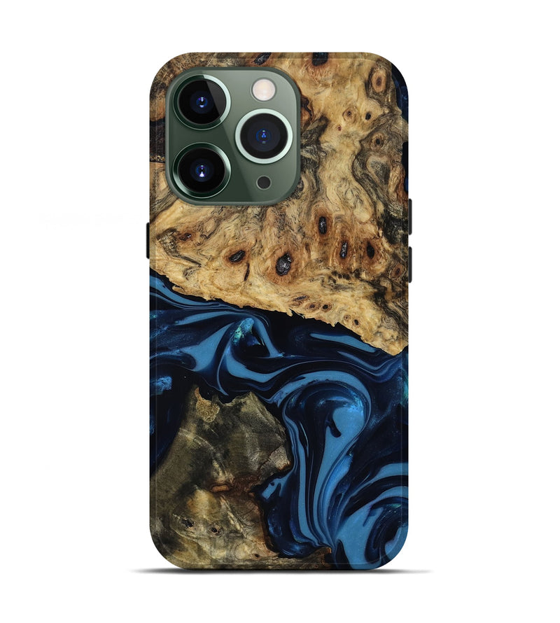 iPhone 13 Pro Wood Live Edge Phone Case - Shonda (Blue, 817853)