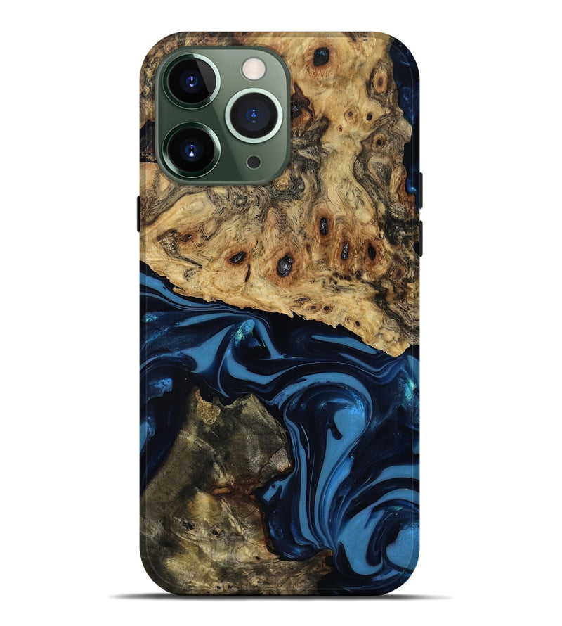 iPhone 13 Pro Max Wood Live Edge Phone Case - Shonda (Blue, 817853)