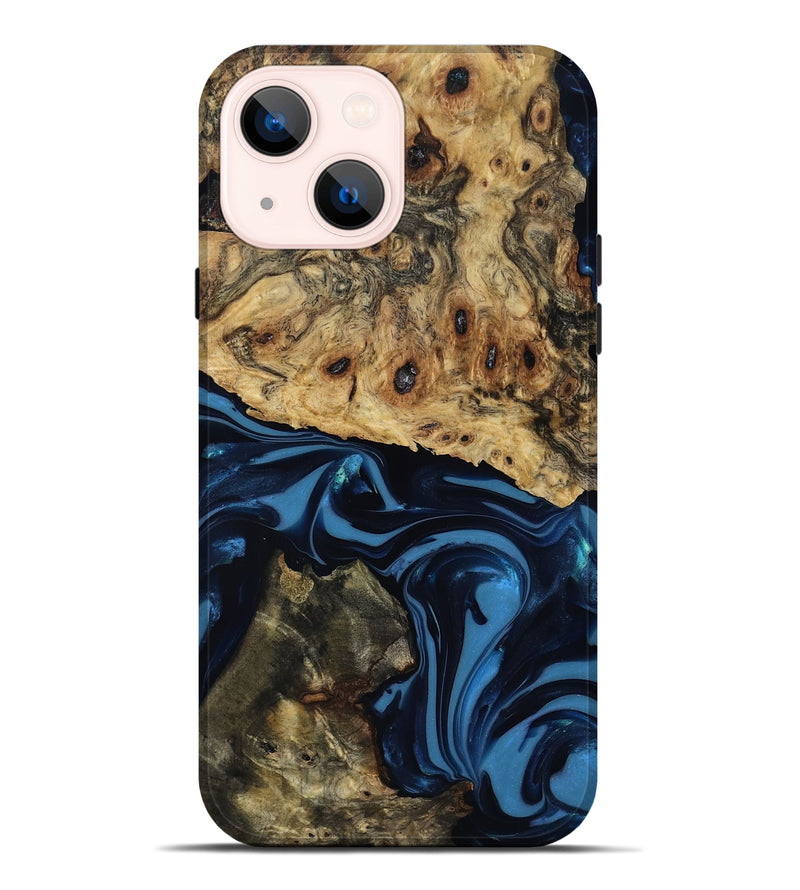 iPhone 14 Plus Wood Live Edge Phone Case - Shonda (Blue, 817853)