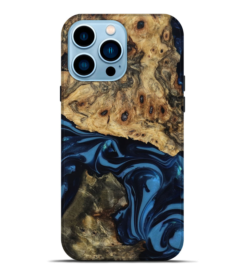 iPhone 14 Pro Max Wood Live Edge Phone Case - Shonda (Blue, 817853)